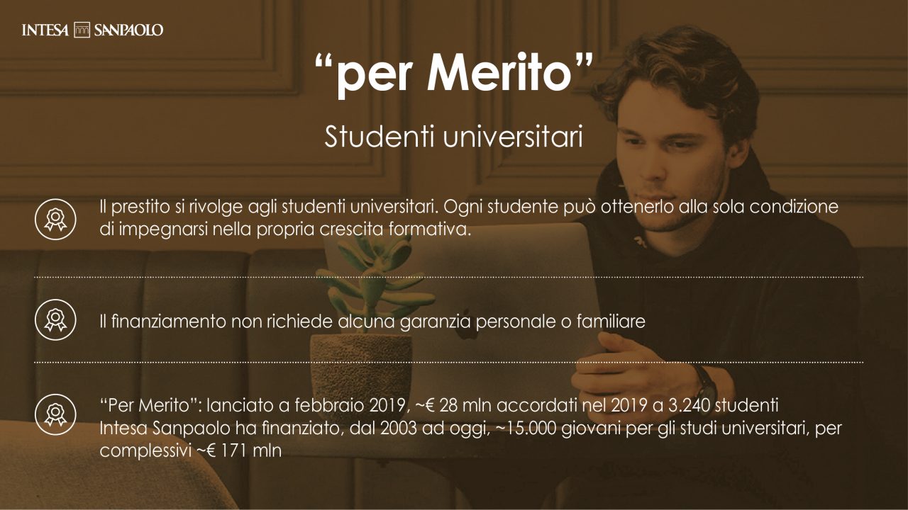 Intesa Sanpaolo finanzia gli studenti universitari